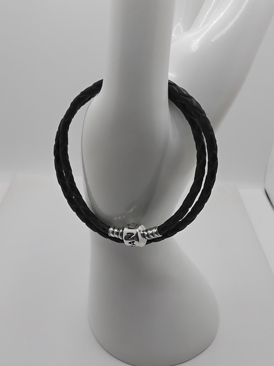Pandora Jewelry - Authentic Pandora Black Leather Double-Wrap Bracelet - EUC